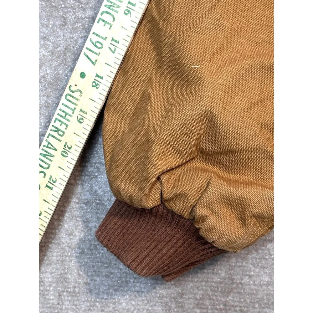Carhartt Jacket Brown Canvas Jacket Youth Large 14-16 Coat Quilt Lining Hooded